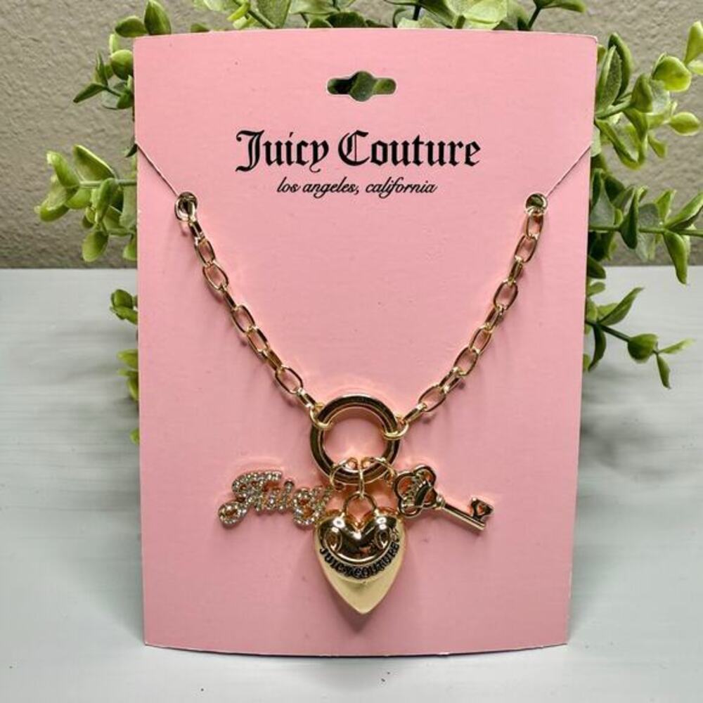 Juicy Couture necklace chunky heart gold tone